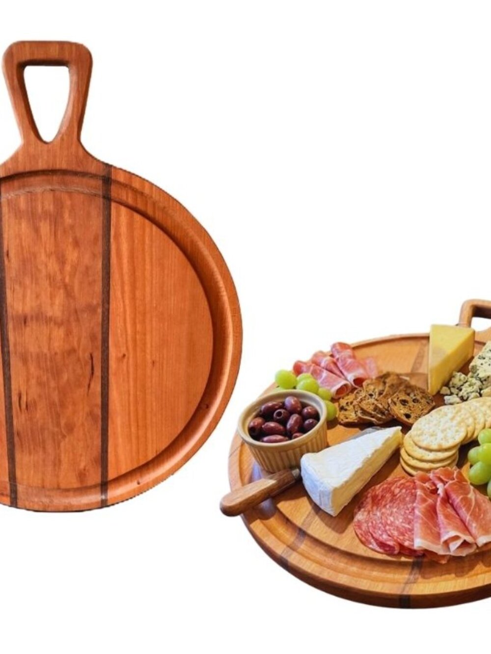 Round Walnut Charcuterie Board | Handmade Walnut Serving Board |